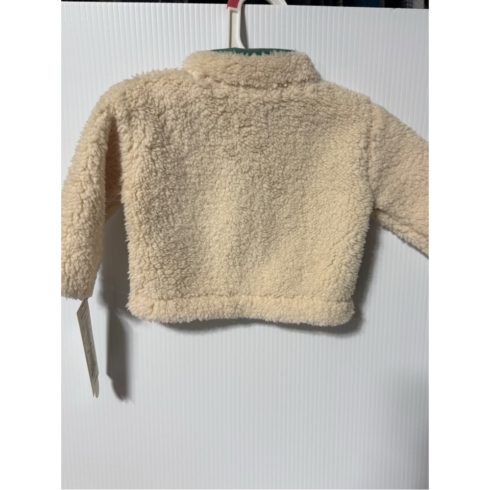 NWT Cat & Jack Cream Fleece Baby Jacket with Green Details size 18 months - Picture 3 of 5